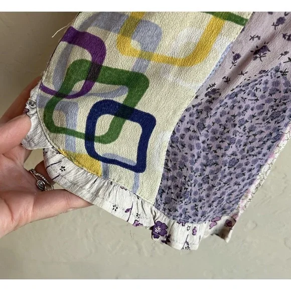 Sacred Threads Patchwork Pull On Baggy Wide Leg Cropped Pants S Boho Festival - Picture 3 of 8